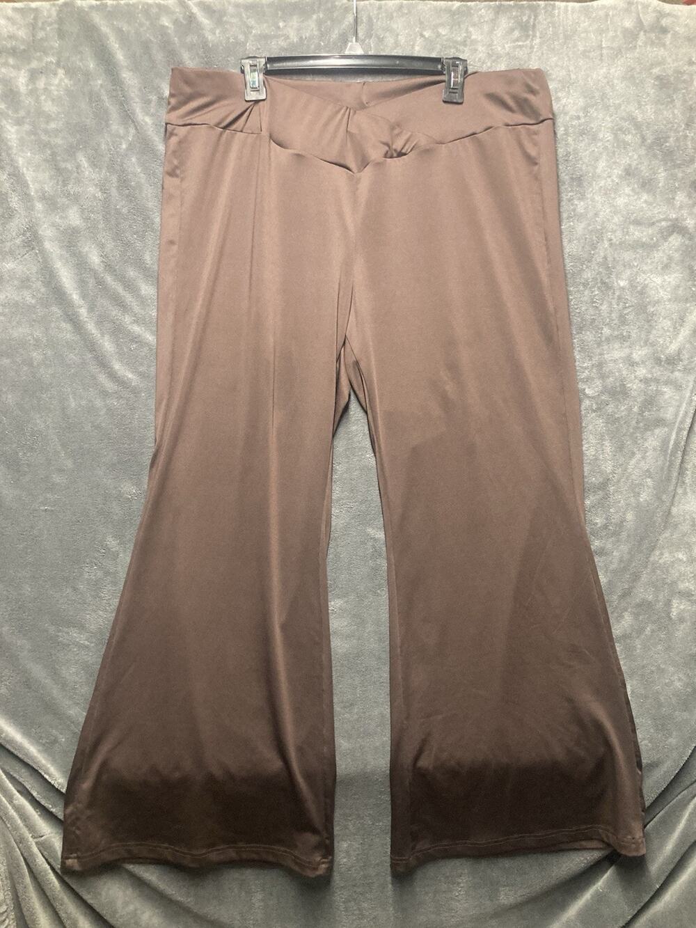Y2K SHEIN Curve Crossover Flare Yoga Pants Chocolate Brown V Front Bootcut 3XL
